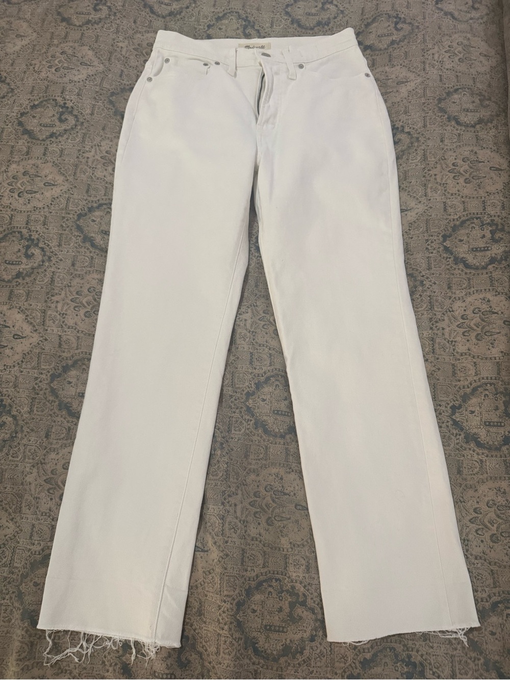 Madewell Perfect Vintage White Cropped High Rise Straight-Leg Jeans